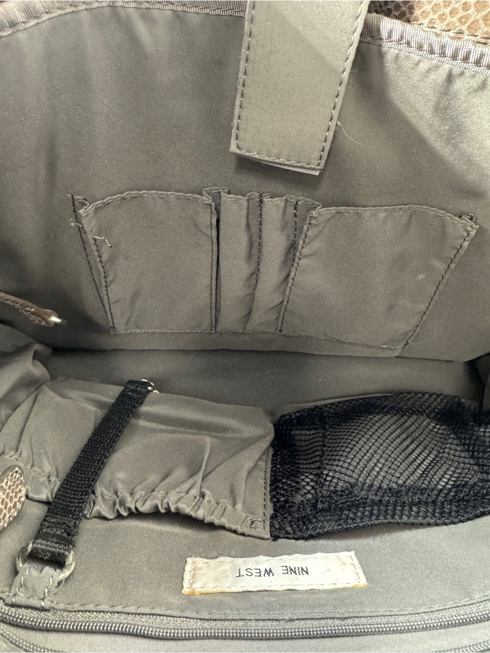 Nine West Grey Faux Snakeskin Print Laptop Bag - Picture 15 of 16